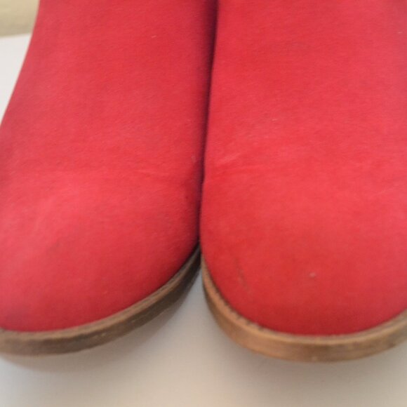 Red Suede Ankle Boots Size 6.5 - Picture 6 of 6